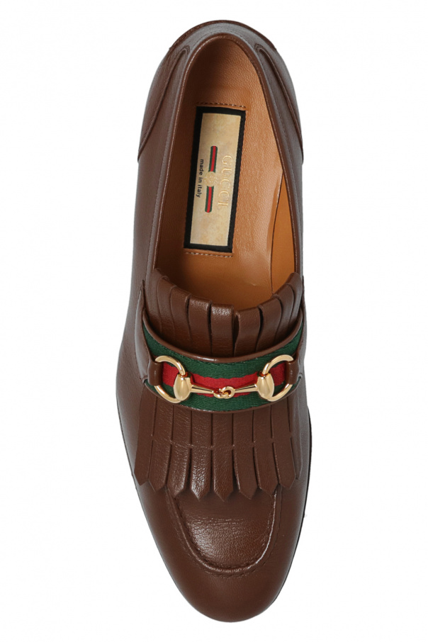 Gucci leather loafer with gg web online